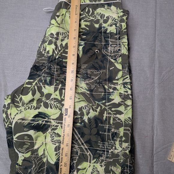 Wonderwall Men Size 36 Board Shorts Swim Trunks Olive Garden Hawaiian Map Coast - Picture 7 of 8